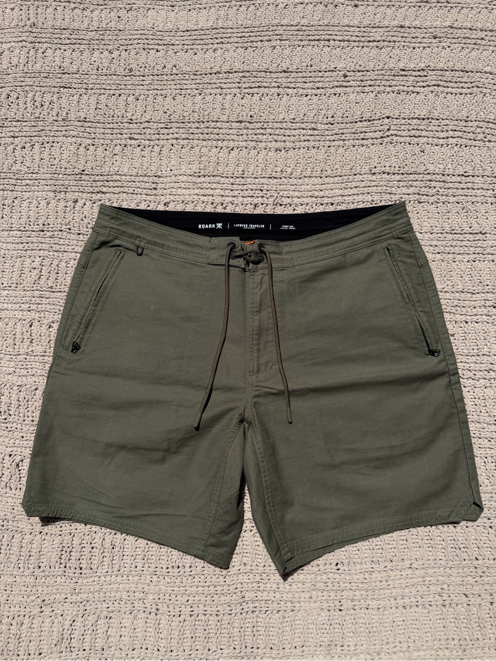 Roark Men's Olive Green Layover Traveler Shorts with Zipper Pockets